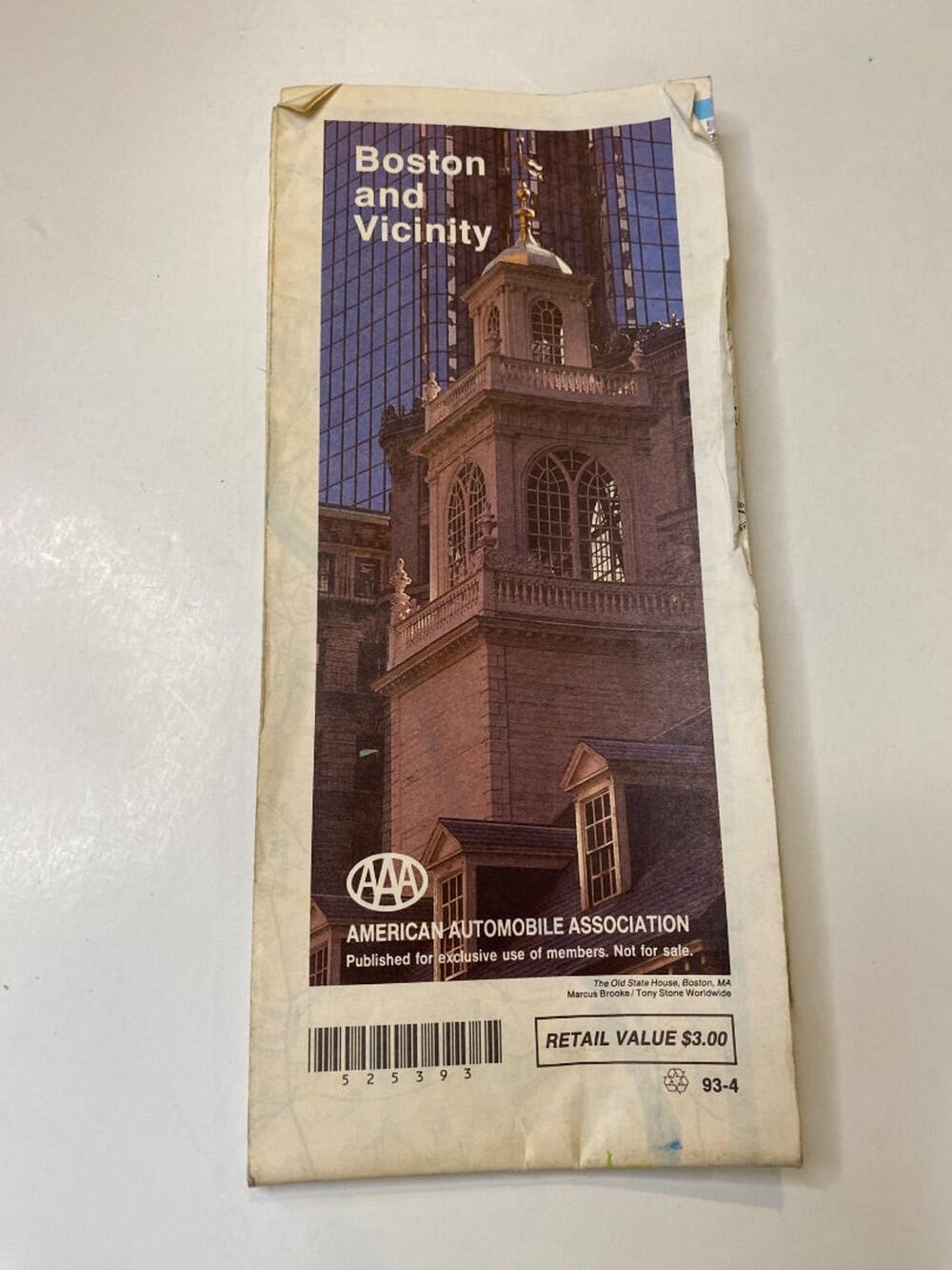 1993 AAA Boston and Vicinity Map 93-4 Foldable